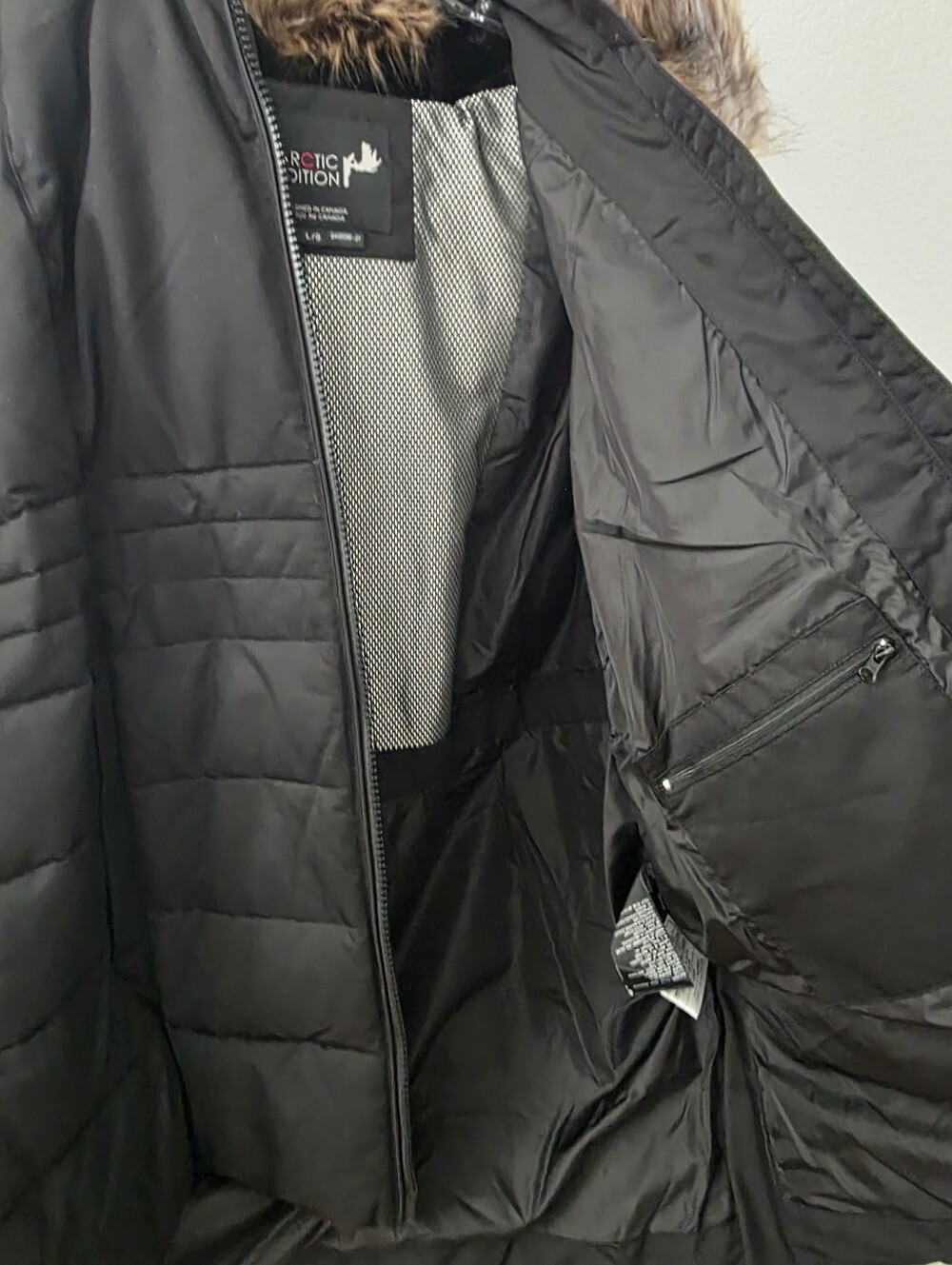 Arctic Expedition Hybradown Coat Removable Faux Fur Hood Black L NEW - Picture 7 of 15